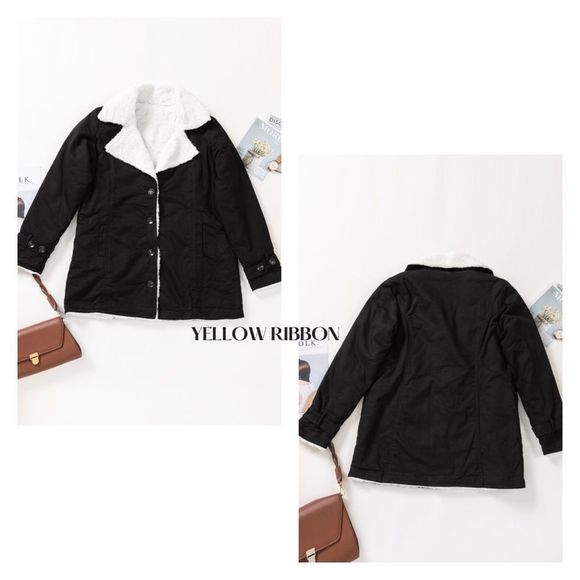 🆕 Black Denim Fleece Jacket - Picture 5 of 7